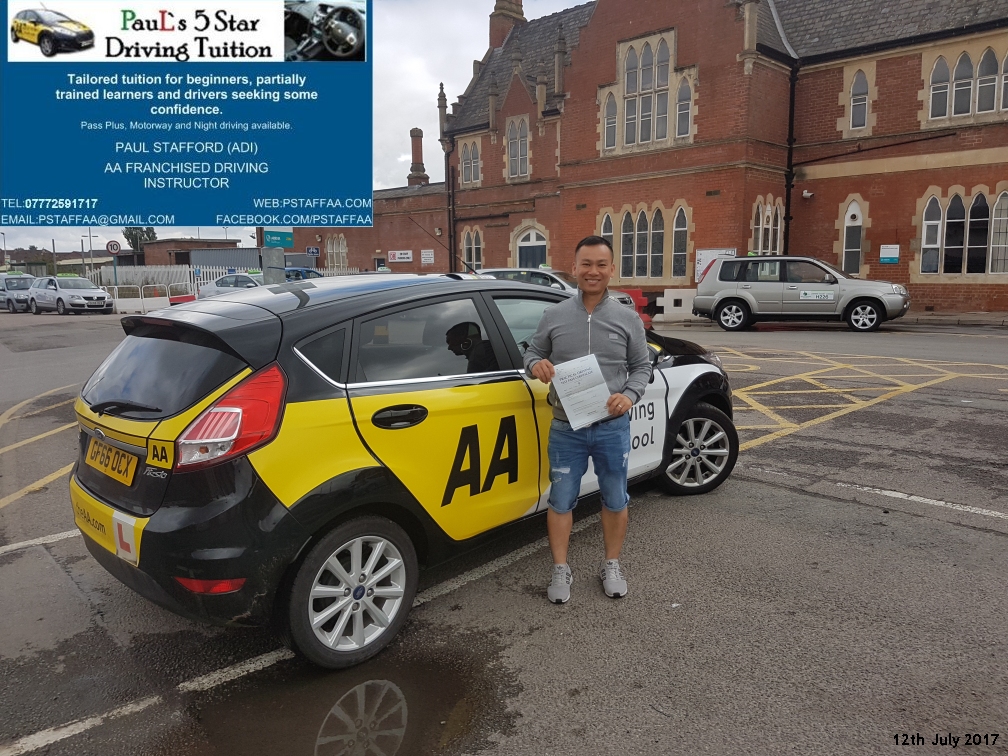 First Time Test Pass Pupil Tuan Den with Paul's 5 Star Driving Tuition